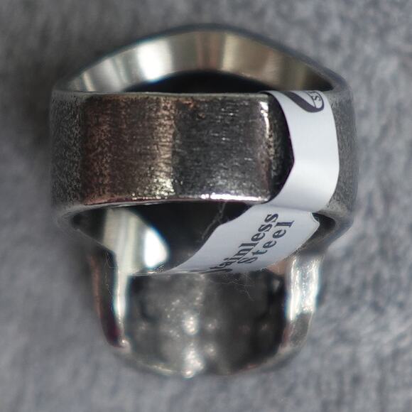 Stainless Steel Gun Metal Colored Skull Ring Size 9 RSRN-705 - Picture 6 of 6